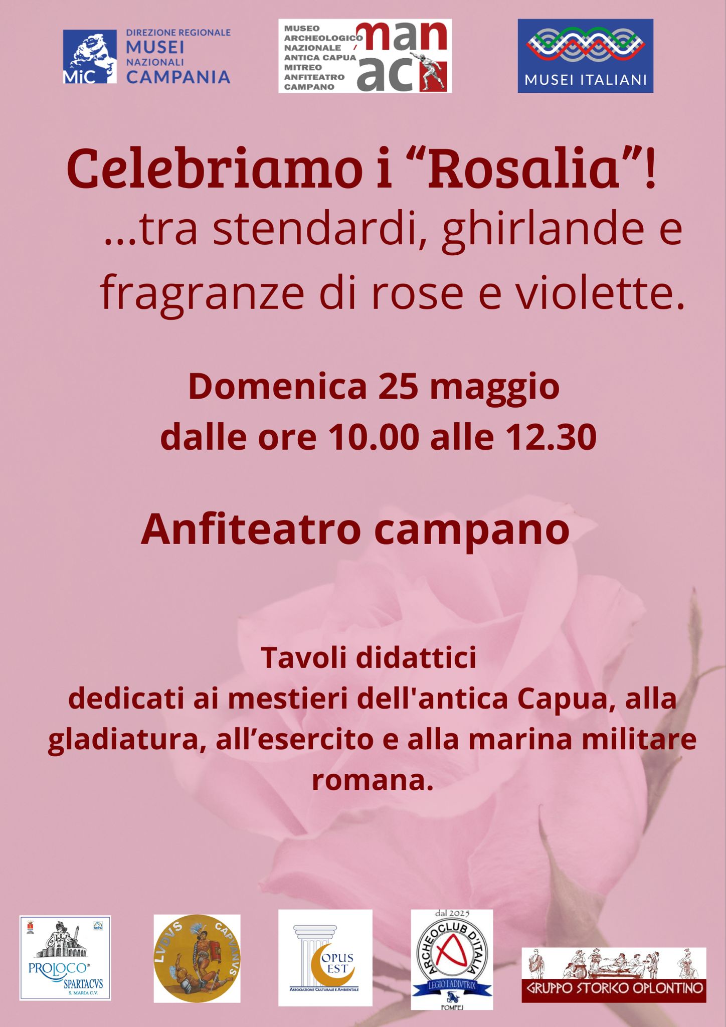 Domenica 25 maggio all'Anfiteatro celebriamo i “Rosalia”… tra stendardi, ghirlande e fragranze di rose e violette